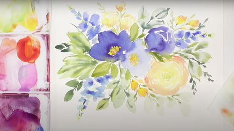 Emma Jane Lefebvre Watercolor Tutorial, Emma Lefebvre Watercolor, Emma Jane Lefebvre Watercolor, Watercolor Videos, Emma Jane, Watercolor Video, Watercolor Tutorials, Watercolour Tutorials, Flower Tutorial