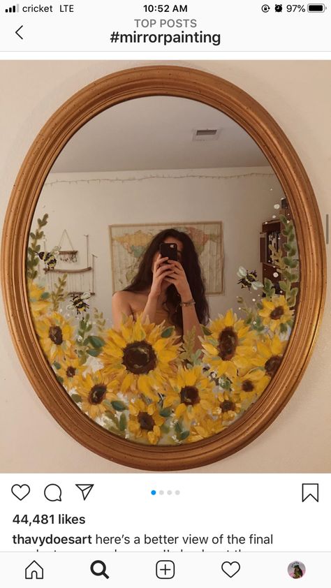 Mirror Painting Ideas, Sunflowers And Bees, Sunflower Mirror, Blob Mirrors, Painted Mirror Art, Diy Moss, Soft Autumn Color Palette, Autumn Color Palette, Small Couch