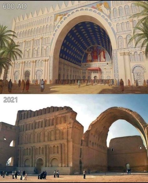 Ancient Library - A reconstruction of the Arch of... Brick Vault, Ancient Library, Brick Arch, Old Town Square, Egyptian History, The Arch, Historical Facts, Baghdad, Historical Events