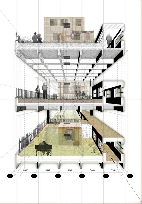 perspective section Explode Diagram, Sectional Perspective, Perspective Architecture, Architectural Representation, 포트폴리오 레이아웃, Architecture Presentation Board, Architecture Panel, Architecture Concept Diagram, Architecture Collage