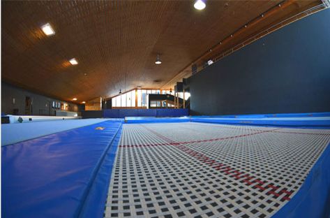 Large Trampoline, In Ground Trampoline, Wheelchair Sports, Sport Aesthetic, Sports Aesthetic, Sports Wall, Trampolines, Diy Flooring, Gymnast