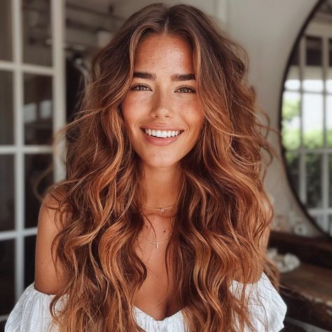 Copper Hair Colors For Brunettes, Cooper Hair With Shadow Root, Auburn Hair With Dark Highlights, Tan With Copper Hair, Copper Hair Blowout, Popular Hair Colors 2020, Amy Fleming Hair, Cowboy Copper Ombré, Lived In Copper Balayage