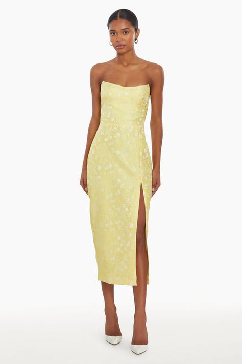 Midi Dress Strapless, Ivy Dress, Amanda Dress, Cami Nyc, Strapless Midi Dress, Amanda Uprichard, Trina Turk, Fitted Bodice, Yellow Dress