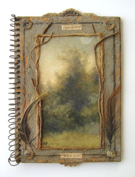 Old Notebook Aesthetic, Vintage Notebook Cover, Art Book Ideas, Book Object, Altered Book Journal, Art Notebook, Book Cover Diy, Vintage Notebook, Notebook Art