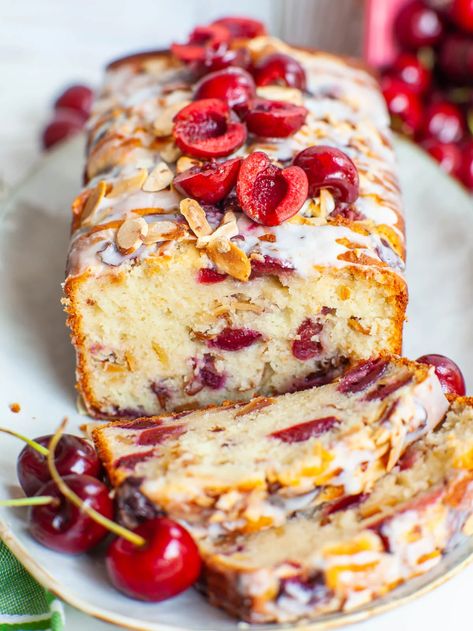 Easy Almond Cherry Bread (video) - Tatyanas Everyday Food Cherry Nut Bread, Cherry Almond Bread, Cherry Bread, Nut Bread Recipe, Almond Bread, Fresh Cherry, Fruit Bread, Cherry Almond, Nut Bread