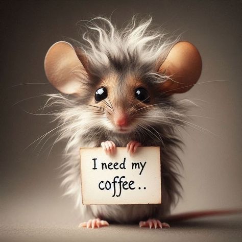 Mice Crafts, Morning Meme, Time For Coffee, Funny Coffee Quotes, Good Morning Funny Pictures, Animal Illustration Art, Morning Cartoon, Good Morning Funny, Little Mouse