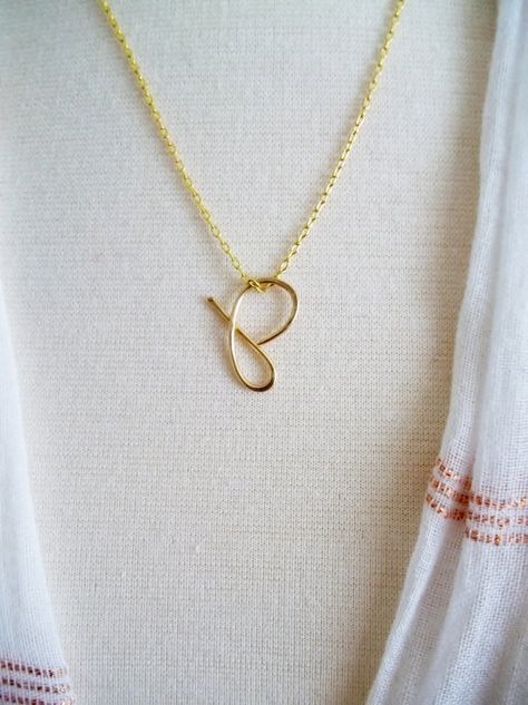 Initial Necklace P, P Necklace Letter, P Necklace, Gold Initial Necklace, Script Initial, Gold Necklace Indian, Gold Necklace Indian Bridal Jewelry, Necklace Indian, Cursive Letters