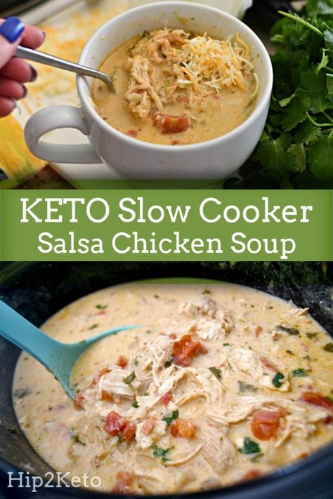 Slow Cooker Chicken Salsa, Chicken Salsa Soup, Salsa Soup, Protein Soup, Keto Slow Cooker, Chicken Salsa, Slow Cooker Salsa Chicken, Slow Cooker Salsa, Slow Cooked Chicken