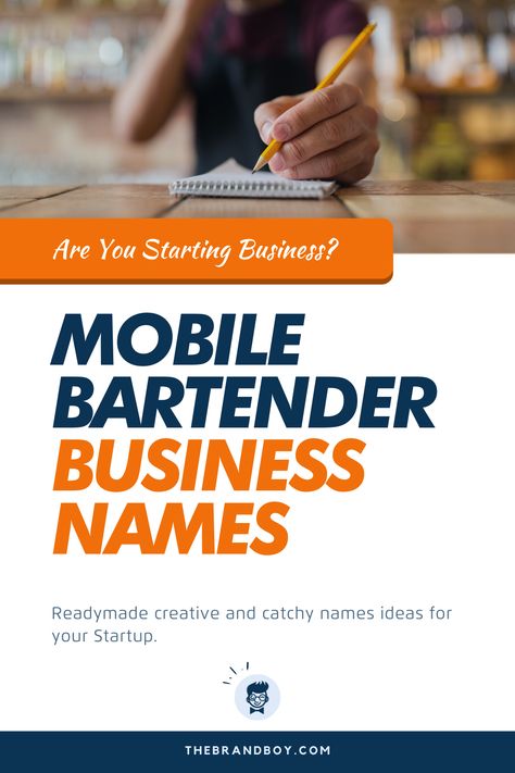 Bartending Services have become quite common within the US. Everyone or the other is looking for related services, and it will be an honor for them if you can provide them with such services.   #businessnames #namesidea #naming #catchynames #MobileBartender Names For A Mobile Bar, Bartender Name Ideas, Cute Mobile Bar Names, Mobile Bar Business Names, Mobile Bartending Business Names, Mobile Bar Names, Mobile Bar Name Ideas, Bar Names Ideas, Bartending Business