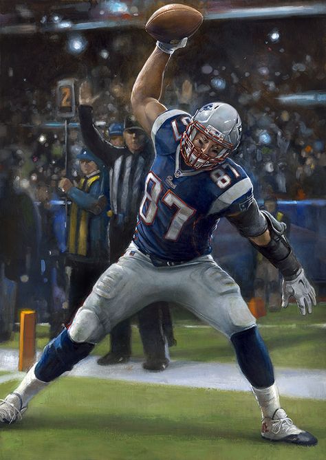 Rob Gronkowski, NE Patriots by Brian Fox Rob Gronkowski Wallpaper, Rob Gronkowski Patriots, Nfl Photos, Rob Gronkowski, Sports Aesthetic, Sports Art, Tom Brady, Iron Art, Top 4