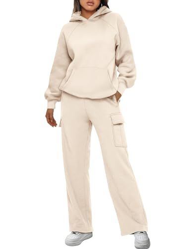 AUTOMET Womens 2 Piece Outfits Sweatsuits Sets Long Sleeve Sweatshirts with Cargo Sweatpants Womens 2 Piece Outfits, Womens Fall Fashion, Two Piece Loungewear, Cargo Sweatpants, Sweat Sets, Wide Leg Sweatpants, Women Cargos, Loungewear Set, Winter Clothes