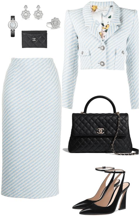 Chanel Fashion Outfits Dresses, Chanel Women Outfit, Black Chanel Outfit, Modest Formal Outfits, Chanel Outfit Ideas, Chanel Outfit Classy Chic, Chanel Outfits Women, Polyvore Chanel, Wednesday Outfit