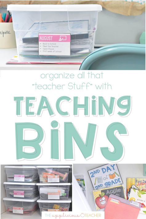 Classroom organization made easy with this simple teaching bins system! Includes a free downloadable template! Classroom Worksheet Organization, Lesson Organization, Must Have School Supplies, Tk Classroom, First Classroom, Classroom Setup Elementary, Teacher Storage, Classroom Prep, Education Posters