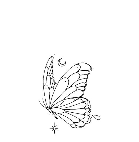 Lineart Butterfly Tattoo, Cute Tattoos Butterfly, Butterfly Tattoo Shoulder Blade, Butterfly Pointillism, Rockabilly Tattoos, Butterfly With Flowers Tattoo, Line Drawing Tattoos, Butterfly Tattoo Stencil, Tattoos Butterfly