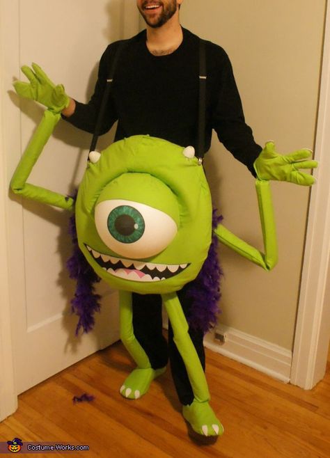 Diy Mike Wazowski Costume, Mike Wazowski Halloween Costume, Monsters Inc Costume Diy, Mike Wazowski Costume, Monsters Inc Halloween, Homemade Costume, Costume Works, Costumes Diy, Homemade Halloween Costumes