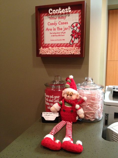 https://www.facebook.com/watsonortho December Lobby Contest. Everyone wanted to eat the candy canes. We had to tell them it was just for the contest! Christmas Work Contest Ideas, Holiday Contest Ideas For Work, Christmas Office Contest Ideas, Orthodontic Contest Ideas, Dental Office Contest Ideas, Orthodontic Office Contest, Dental Office Marketing Ideas, Contest Ideas For Work, Orthodontic Contests