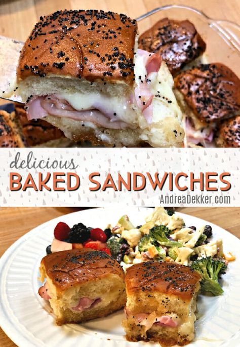 delicious baked sandwiches Baked Sub Sandwiches, Hot Baked Sandwiches, Oven Sandwiches Easy, Baked Sandwiches For A Crowd, Baked Sandwiches Oven, Oven Sandwiches, Baked Hawian Roll Sandwiches, Club Sandwich Recipes, Baked Sandwiches