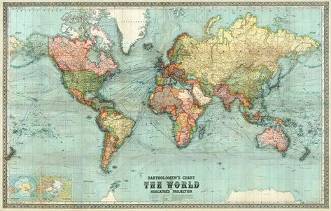 Bartholomew's chart of the world on Mercator's projection (1914), vintage map illustration. Original public domain image from Digital Commonwealth. Digitally enhanced by rawpixel. | free image by rawpixel.com History Desktop Wallpaper, World Map Vintage, Map World, Map Illustration, Map Vintage, About World, World Map Art, Old World Maps, Framed Maps