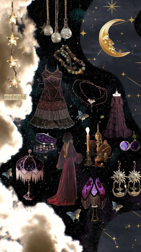 🔮 #whimsigoth #whimsigothaesthetic #purple #purpleaesthetic #celestial #celestialaesthetic #witch #witchywallpaper #witchaesthetic #visionboard #manifest Celestial Witch Aesthetic, Celestial Witch, W.i.t.c.h Aesthetic, Witchy Wallpaper, Witch Outfit, Witch Aesthetic, Purple Aesthetic, Mood Board, Witch