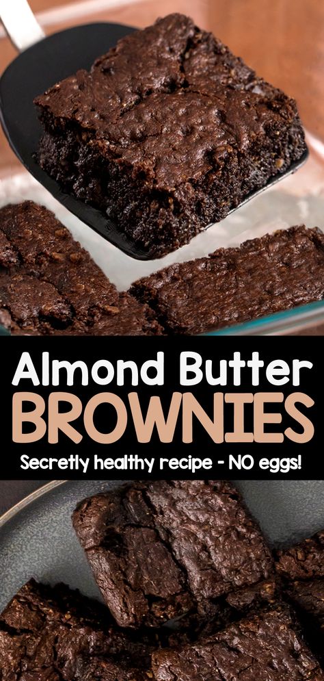 The Best Vegan Almond Butter Brownies (gluten free, dairy free, egg free) Almond Butter Brownies, Almond Butter Recipes, Butter Brownies, Sweet Potato Brownies, Healthy Brownies, Vegan Brownie, Healthy Chocolate, Chocolate Almonds, Butter Recipe