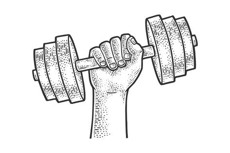 dumbbell in hand sketch engraving vector illustration. T-shirt apparel print design. Scratch board imitation. Black and white hand drawn image. Dumbell Drawing, Dumbbell Drawing, Gym Logo, Drawing Water, Water Aerobics, Illustration T Shirt, Object Drawing, Drawing Exercises, Little Drawings