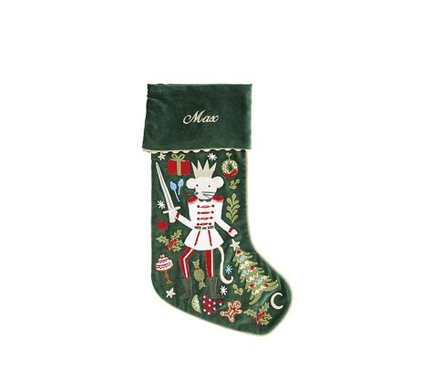 Rifle Paper Co. Nutcracker Mouse King Embroidered Velvet Christmas Stocking | Pottery Barn Kids Pottery Barn Christmas Stocking, Velvet Christmas Stocking, Nutcracker Characters, Farmhouse Christmas Stockings, Kids Holiday Outfits, Family Christmas Stockings, Nutcracker Christmas Decorations, English Christmas, Mouse King