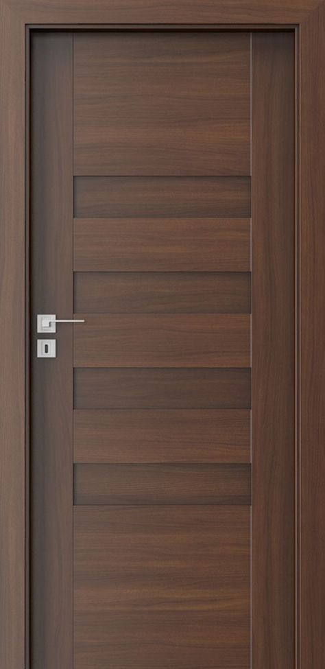 Wooden Solid Door Design, Contemporary Door Design Interiors, Bedroom Veneer Door Design, Veneer Doors With Grooves, Bedroom Doors Design Modern, Solid Door Design Modern, Solid Wooden Door Design Modern, Solid Doors Interior, Board Door Design Modern