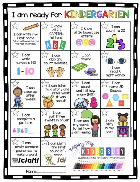 Preschool Checklist Back To School, Activities To Prepare For Kindergarten, Prek Goals Free Printable, Get Ready For Preschool, How To Prepare For Kindergarten, Prek Skills Checklist, Preparing For Kindergarten Activities, Pre K Checklist, Kindergarten Goals Checklist