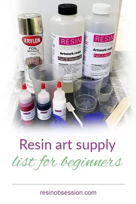 Get the complete supplies list of what beginners need for their first resin art project. Downloadable PDF that you can have while shopping! Painting Supplies List, Resin Techniques, Silver Artwork, Resin Art Supplies, Resin Work, Epoxy Art, Airbnb Promotion, Resin Art Painting, Diy Resin Projects