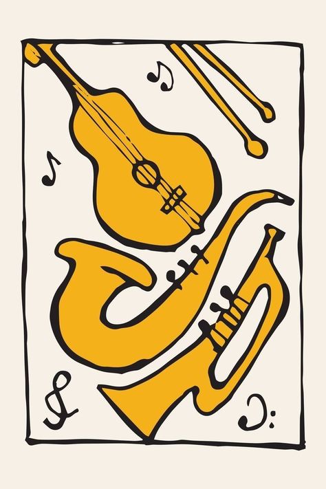 Jazz Illustration Vintage, Vintage Jazz Poster, Jazz Drawing, Jazz Illustration, Spring Soiree, Jazz Posters, Jazz Painting, Mood Vibes, Health Drinks