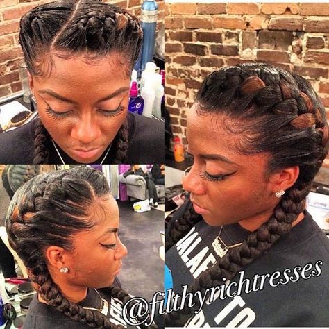 Two Goddess Braids, Different Braid Hairstyles, Hairstyle Black Women, Braids Hairstyles For Black Women, Goddess Braid Styles, Different Braids, Goddess Braids Hairstyles, Two Braids, Hairstyles For Black Women