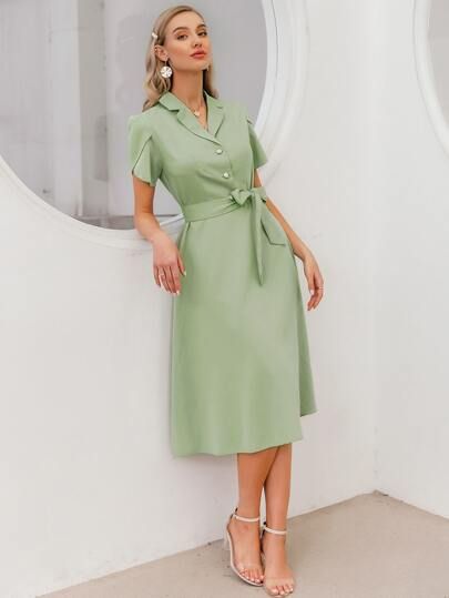 Petal Sleeve Dress, Summer Dress Casual, Petal Sleeve, Office Dress, Dress Shirt Sleeves, Vintage Inspired Dresses, Office Dresses, Casual Summer Dresses, Maxi Dress With Sleeves