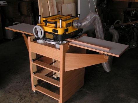 Planer Cart, Planer Table, Planer Stand, Planer Ideas, Fine Woodworking Furniture, Woodshop Tools, Canadian Woodworking, Woodworking Tools List, Woodworking Tools Router