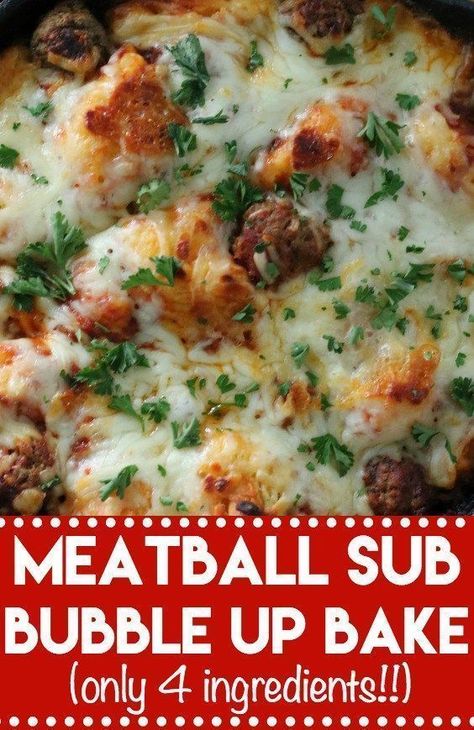 Bubble Up Bake, Meatball Casserole Recipe, Oven Meals, Meatball Casserole, Meatball Sub, Fast Meals, Crock Pots, 4 Ingredient Recipes, Meatball Subs