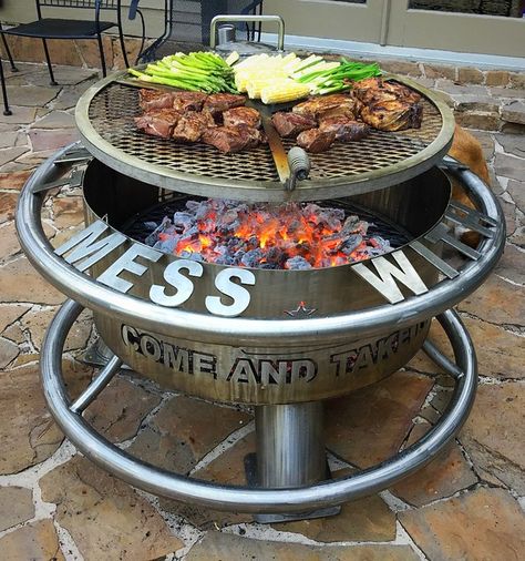 36" ALL STAINLESS STEEL FIRE IN THE HOLE WITH A 2" SOLE SA… | Flickr Bar Leaner Ideas, Bar Leaner, Outdoor Firepits, Bbq Hut, Stainless Steel Fire Pit, Outside Fire Pits, Fire Pit Cooking, Custom Grill, Outdoor Bbq Grill