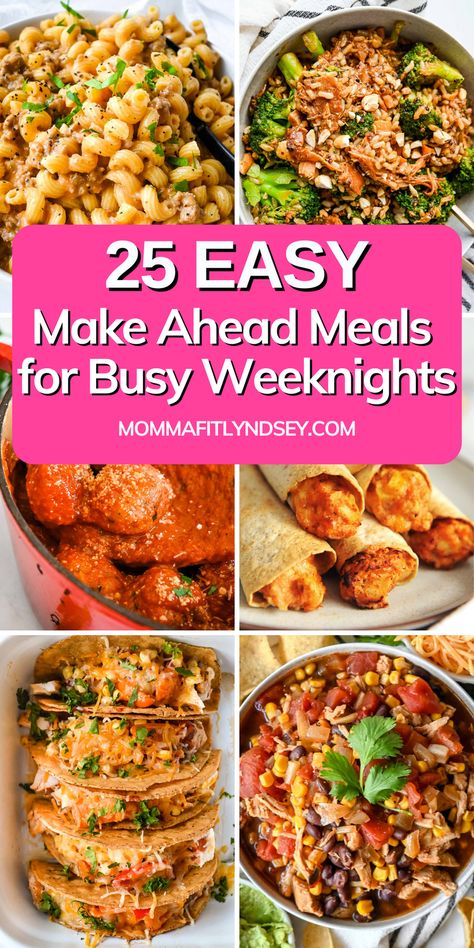 Healthy make-ahead meals make busy weeknights a breeze! Here are 25 healthy make-ahead meals that your family will love - many of them are freezer meals you can meal prep ahead of time! Easy Meal Prep Dinners Families, Prep Ahead Family Dinners, Make Ahead Meals For Busy Nights, Meal Prep For Busy Families, Family Friendly Meal Prep, Simple Make Ahead Meals, Healthy Prep Ahead Dinners, Comfort Food Meal Prep, Make Ahead Asian Meals