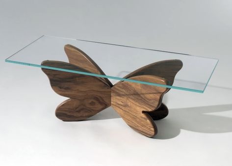 Flap Flap coffee table by Francesco Barberini Tea Table Design, Modern Glass Coffee Table, Center Table Living Room, Wood Table Design, Butterfly Table, Furniture Design Chair, Table Designs, Unique Coffee Table, Glass Furniture