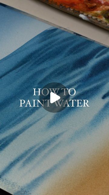 Watercolor Art Videos For Beginners, Watercolor Art For Beginners Tutorials Videos, How To Paint Water With Acrylic Easy, Watercolor Water Tutorial, Paint Water Tutorial, Watercolor Videos Tutorial, Water Painting For Beginners, How To Paint Water With Acrylic, How To Paint Reflections In Water