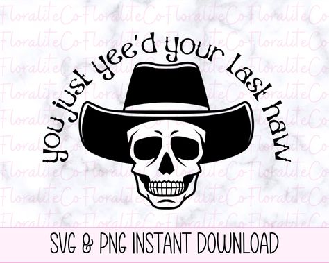 Excited to share the latest addition to my #etsy shop: Yee Haw SVG, Funny Cowboy svg, Cowboy skull svg, Western svg, Cowgirl Shirt svg, Southern svg, Farm Life Svg, Cowboy Hat Clipart, Digital https://etsy.me/3HkkzmW #collage #westerncowboy #rusticsignsvg #cowskull #co Svg Free Files For Cricut Shirts Women, Cowboy Cricut Ideas, Cowboy Svg Free, You’ve Yee’d Your Last Haw, Cowboy Svg, Cowboy Svg Westerns, Long Live Cowgirls Svg, Southern Svg, Football Homecoming