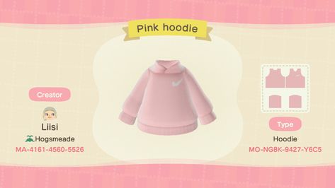 Animal Crossing Chanel Clothes, Animal Crossing Chanel, Animal Crossing Design, Cloud Sweater, Animal Crossing Custom Designs, Acnh Clothes, Acnh Designs, Pull Rose, Animal Crossing Qr Codes Clothes