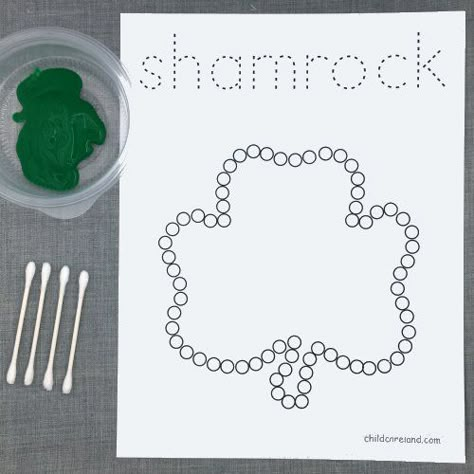 shamrock tiny dots fine motor activity for preschool and kindergarten St Patrick Preschool Activities, Shamrock Preschool Activities, Shamrock Activities For Preschoolers, St Patrick's Day Preschool, March Activities For Kids Lesson Plans, March Fine Motor Activities, March Prek Activities, March Preschool, March Preschool Crafts