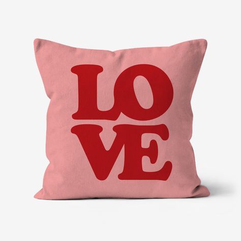 LOVE Canvas Throw Cushion, Perfect Valentines Day decor, unique bold and graphical gift Gangsta Wrapper, Valentines Day Decor, Love Canvas, Romantic Decor, Square Canvas, Cat Sleeping, Designer Throws, Heartfelt Gifts, Cushion Fabric