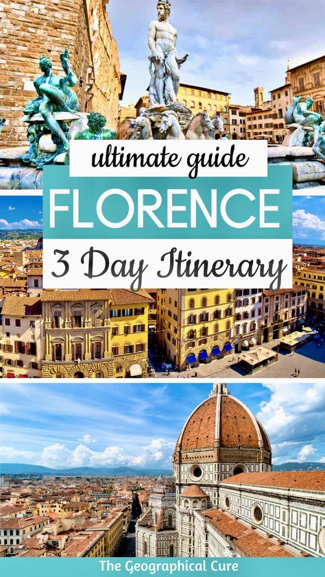 Pinterest pin for 3 days in Florence 3 Days In Florence, Florence Itinerary, Florence Travel Guide, Florence Italy Travel, Florence Travel, Perfect Days, Italian Holiday, Cities In Italy, Beautiful Cities