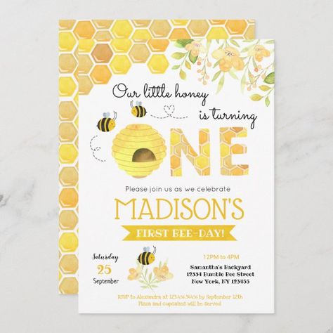 Bumble Bee First 1st Birthday party invitations - tap/click to get yours right now!  #bumble, #bee, #first, #birthday, #party, Bee First Birthday Party, Bumble Bee First Birthday, First Birthday Party Invitations, Bee First Birthday, Bee Themed Birthday Party, Bee Birthday Party, 1st Birthday Party Invitations, 1st Birthday Themes, Bee Birthday