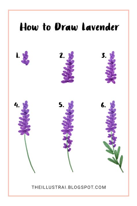 how-to-draw-lavender-rose-drawing-step-by-step-white-background Flowers Drawing Easy Step By Step, Easy Flower Sketches Step By Step, Easy Plant Sketches, How To Paint Wildflowers Easy, Drawing Plants Easy, Draw Lavender Step By Step, Plant Drawing Step By Step, Flower Doodles Easy Step By Step, How To Draw Lavender