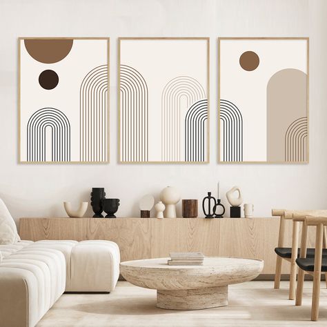 Minimalist Abstract Masterpiece Print Set of 3 pieces size 40x60cm Bathroom Etagere, Boho Poster, Patio Dining Table, Boho Geometric, Wall Art Canvas Painting, Living Room Pictures, House Interior Decor, A Living Room, Geometric Lines