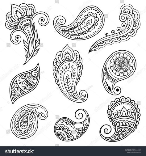 Simple Paisley Tattoo Design, Paisley Drawing, Henna Hand Designs, Mehndi Flower, Henna Tutorial, Henna Drawings, Beginner Henna Designs, Muster Tattoos, Japanese Tattoos