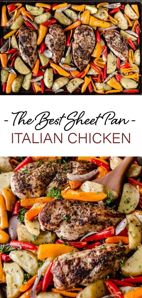 Italian Sheet Pan, Chicken Peppers And Onions, Best Chicken Dinner Recipes, Best Chicken Dinner, Chicken Instant Pot Recipes, Healthy Chicken Recipe, Sheet Pan Meals Chicken, Red Onion Recipes, Chicken With Potatoes