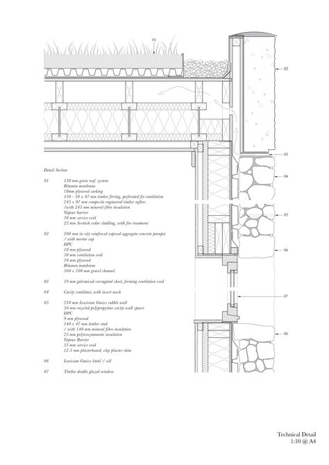 Technical Architecture, Scottish House, Building Foundation, Stone Facade, Architectural Floor Plans, Stone Architecture, Timber Structure, Architectural Section, Outer Hebrides