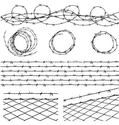 Barbed wire elements vector 35427 - by bonathos on VectorStock® Barbwire Drawings, Barbed Wire Drawing, Barbed Wire Fencing, Wire Drawing, Wire Fence, Barbed Wire, Gloucester, Tattoo Sketches, Downloadable Art